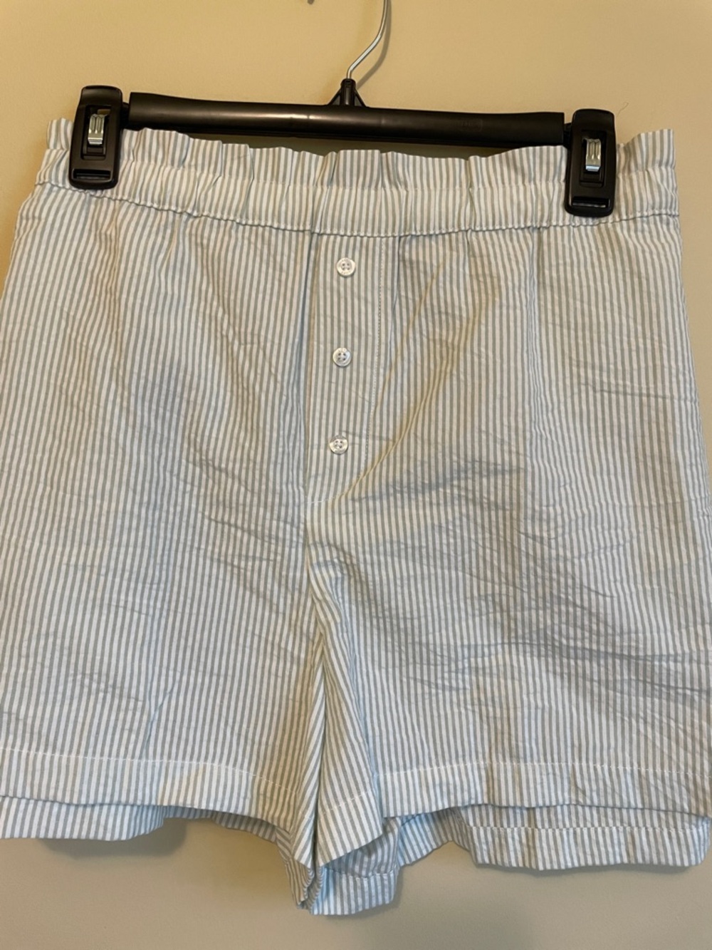 LOFT Light Sage & White Striped Flat Front Shorts